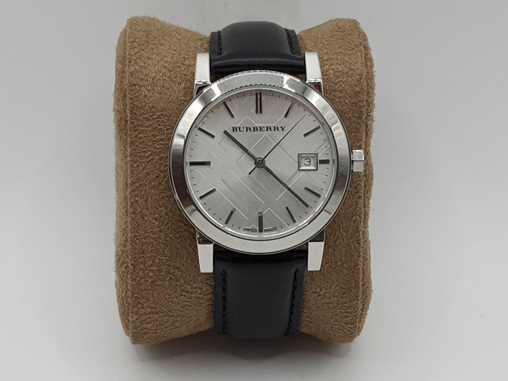 Burberry The City Silver Dial Black Leather Strap Watch for  display picture 1