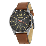 Coach Sullivan Chronograph Black Dial Brown Leather Strap Watch for Men - 14602070