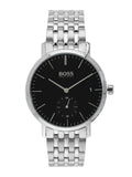 Hugo Boss Corporal Black Dial Silver Mesh Bracelet Watch for Men - 1513641