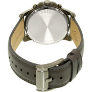 Fossil Grant Chronograph Gunmetal Grey Dial Grey Leather Strap Watch for Men - FS5183