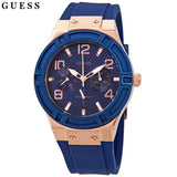 Guess Jet Setter Analog Quartz Blue Dial Blue Rubber Strap Watch For Women - W0571L1