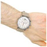 Emporio Armani Aviator Chronograph Quartz Grey Dial Beige Leather Strap Watch For Men - AR11107