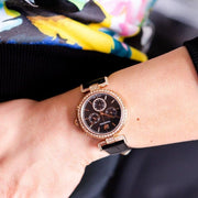 Swarovski Era Journey Chronograph Black Dial Black Leather Strap Watch for Women - 5295320