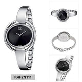 Calvin Klein Impetuous Black Dial Silver Steel Strap Watch for Women - K4F2N111