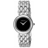 Versace V-Flare Quartz Black Dial Silver Steel Strap Watch for Women - VEBN00618