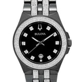 Bulova Crystal Collection Black Dial Two Tone Steel Strap Watch for Men - 98K101