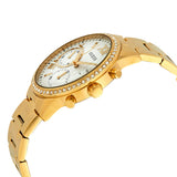 Guess Solar Chronograph Diamonds White Dial Gold Steel Strap Watch for Women - W1069L2