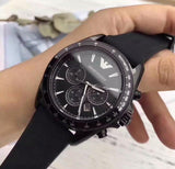Emporio Armani Giovanni Chronograph Black Dial Black Rubber Strap Watch For Men - AR11028