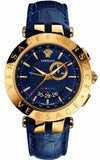 Versace Race GMT Blue Dial Blue Leather Strap Watch For Men - 29G70D282