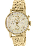 Fossil Boyfriend Chronograph Gold Dial Gold Steel Strap Watch for Women - ES2197