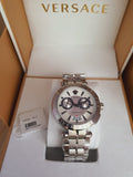 Versace Aion Chronograph White Dial Silver Steel Strap Watch for Men - VBR040017