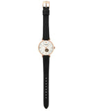 Emporio Armani Gianni T Bar Mother of Pearl White Dial Black Leather Strap Watch For Women - AR60047
