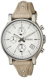 Fossil Boyfriend White Dial Beige Leather Strap Watch for Women - ES3811