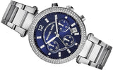 Michael Kors Parker Chronograph Navy Blue Dial Silver Steel Strap Watch for Women - MK6117