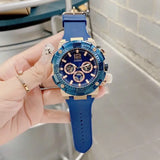 Guess Navigator Chronograph Blue Dial Blue Rubber Strap Watch for Men - GW0264G4