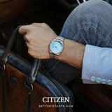 Citizen Tsuyosa Automatic Turquoise Dial Silver Steel Strap Watch For Men - NJ0151-88M