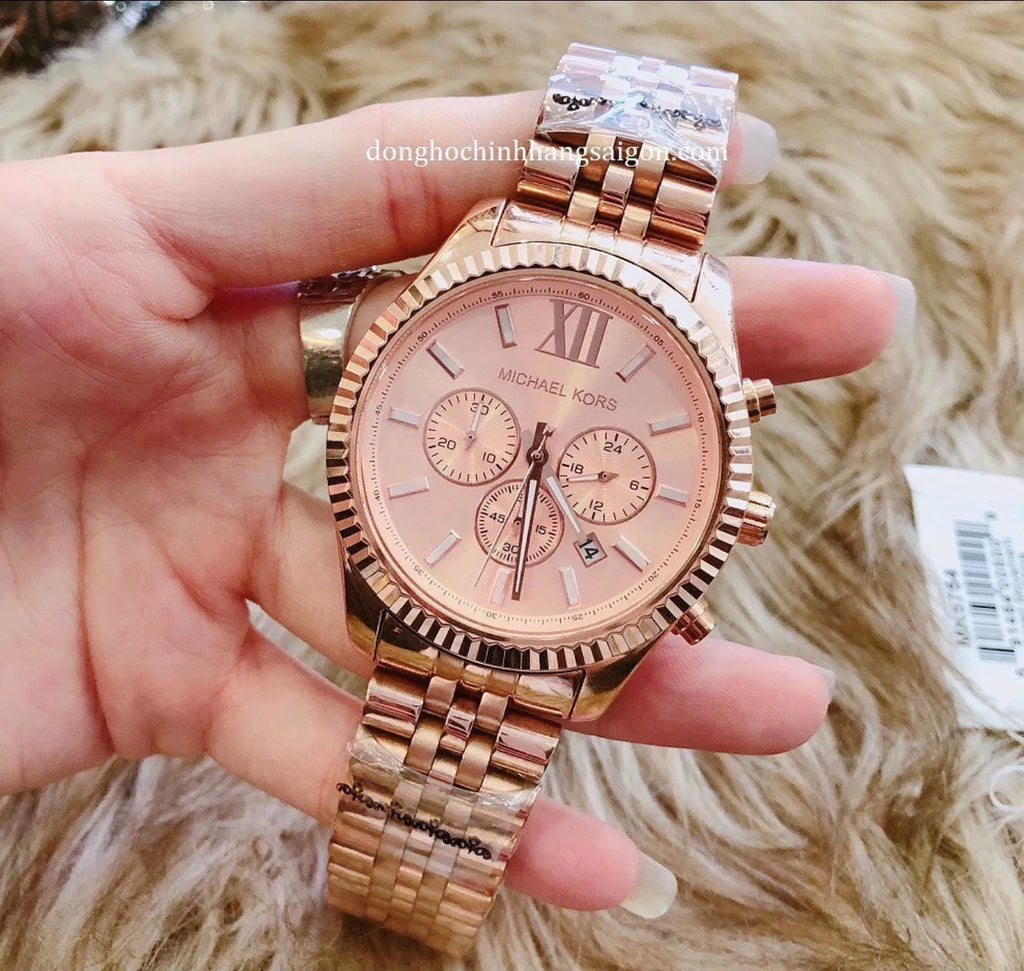 Michael kors lexington men's watch rose gold best sale