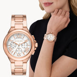 Michael Kors Camille Chronograph White Dial Rose Gold Steel Strap Watch For Women - MK7271