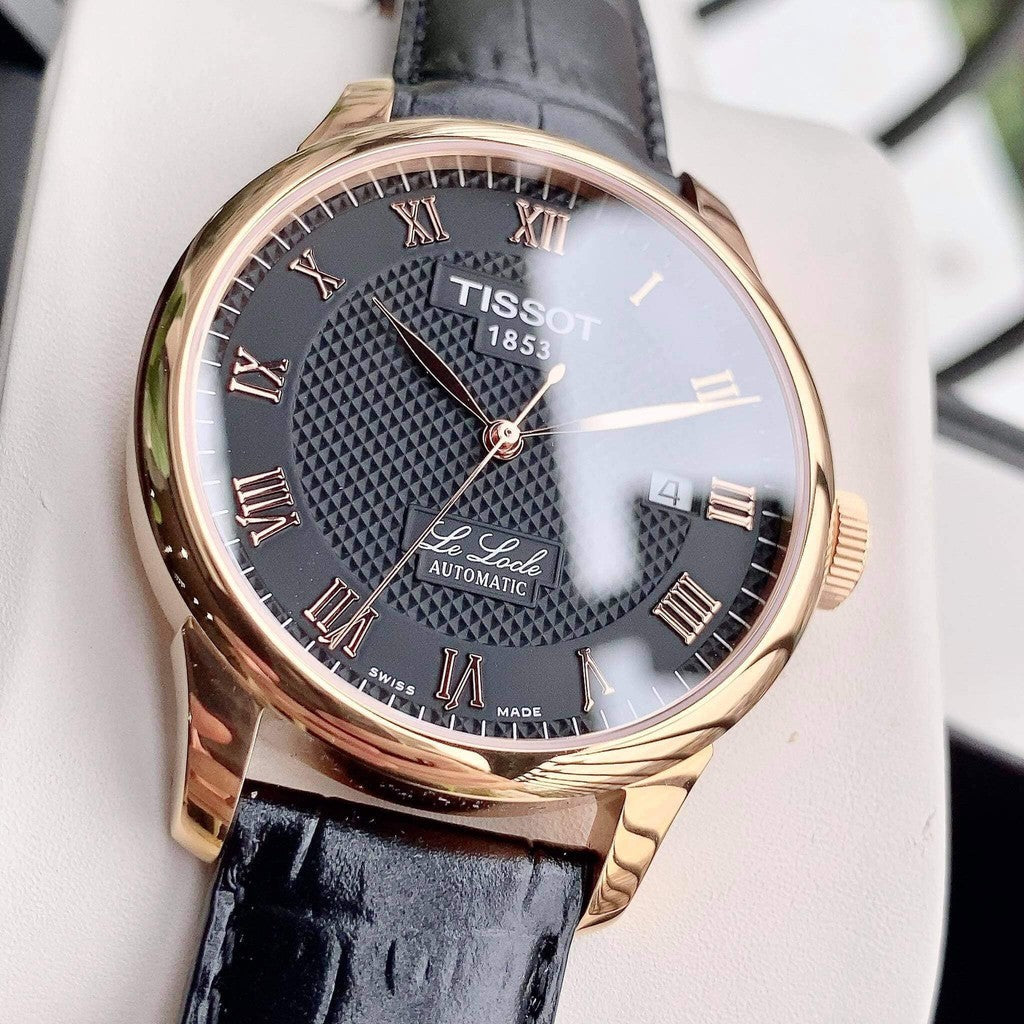 Tissot T Classic Le Locle Automatic Black Dial Black Leather Strap