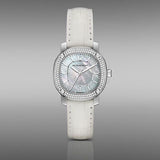 Burberry The Britain Diamonds Mother of Pearl Dial White Leather Strap Watch for Women - BBY1800