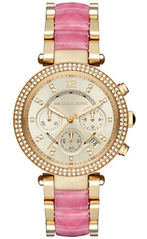 Michael Kors Parker Gold Dial Two Tone Steel Strap Watch for