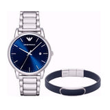 Emporio Armani Dress Analog Blue Dial Silver Steel Strap Watch For Men - AR8033