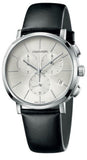 Calvin Klein Posh Silver Dial Black Leather Strap Watch for Men - K8Q371C6