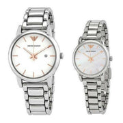 Emporio Armani Quartz White Dial Silver Steel Strap Watch For Men - AR90000
