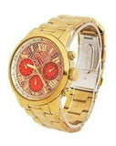 Guess Mini Sunrise Quartz Analog Orange Dial Gold Steel Strap Watch For Women - W0448L7