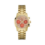 Guess Mini Sunrise Quartz Analog Orange Dial Gold Steel Strap Watch For Women - W0448L7