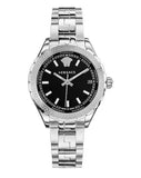 Versace Hellenyium Black Dial Silver Steel Strap Watch for Women - V12020015