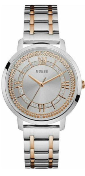 Guess Montauk Silver Dial Two Tone Steel Strap Watch For Women - W0933L6