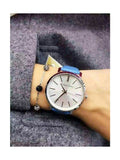 Michael Kors Jaryn Quartz Silver Dial Blue Leather Strap Watch For Women - MK2495