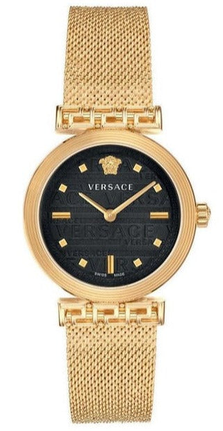 ☆VERSACE☆ Meander 34mm レディース 腕時計 BLACK♪ Versace Meander Quartz Black Dial Ladies Watch VELW00420