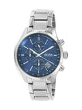 Hugo Boss Grand Prix Chronograph Blue Dial Silver Steel Strap Watch for Men - 1513478