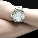 Diesel Badass Chronograph White Dial White Leather Strap Watch For Men - DZ7265