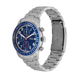 Fossil Sport Tourer Chronograph Blue Dial Silver Steel Strap Watch for Men - FS6047