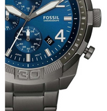 Fossil Bronson Chronograph Blue Dial Grey Steel Strap Watch for Men - FS5711