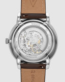 Fossil Neutra Automatic Skeleton White Dial Brown Leather Strap Watch for Men - ME3184