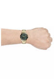 Fossil Bannon Multifunction Chronograph Green Dial Gold Steel Strap Watch for Men - BQ2493