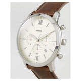 Fossil Neutra Chronograph White Dial Brown Leather Strap Watch for Men - FS5380