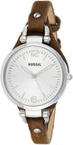 Fossil Georgia White Dial Brown Leather Strap Watch for Women - ES3060