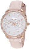 Fossil Tailor Quartz White Dial Pink Leather Strap Watch for Women - ES4393