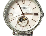 Fossil Jacqueline Multifunction Moonphase White Dial Silver Steel Strap Watch for Women - ES5164