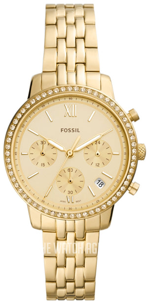 Fossil Neutra Chronograph Gold Dial Gold Steel Strap Watch for Women - ES5219