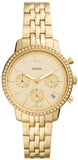 Fossil Neutra Chronograph Gold Dial Gold Steel Strap Watch for Women - ES5219