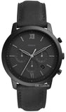 Fossil Neutra Chronograph Black Dial Black Leather Strap Watch for Men - FS5503