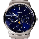 Fossil Neutra Minimalist Moonphase Blue Dial Silver Steel Strap Watch for Men - FS5907