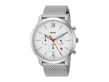 Fossil Neutra Chronograph White Dial Silver Mesh Bracelet Watch for Men - FS5382