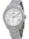 Fossil Cecile Chronograph Silver Dial Silver Steel Strap Watch for Women - AM4481